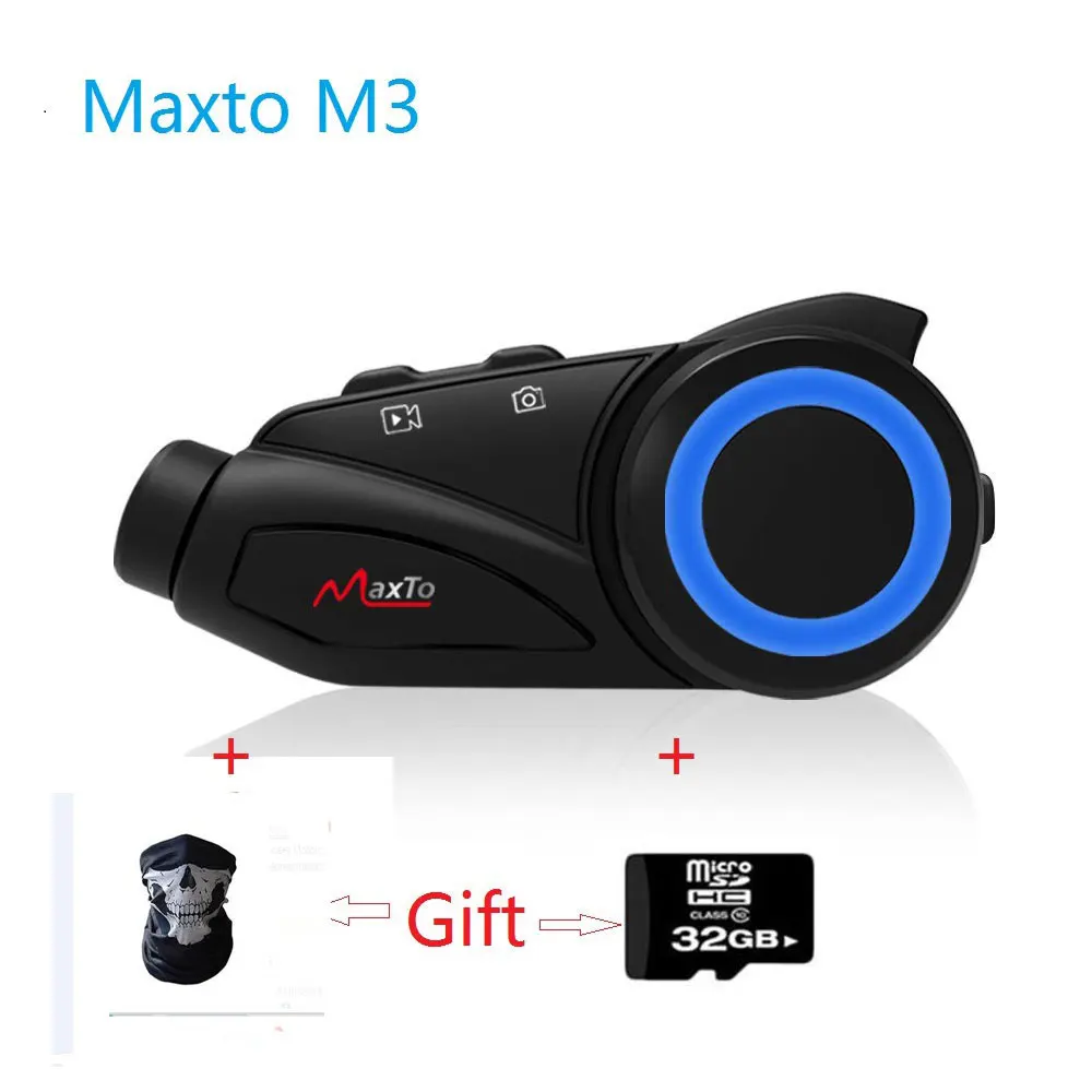 Maxto M3 Motorcycle Helmet Intercom Bluetooth WIFI Recorer Group 6 Riders Moto Interphone 1080P DVR Dash Camera Fit V8 V6 BST3