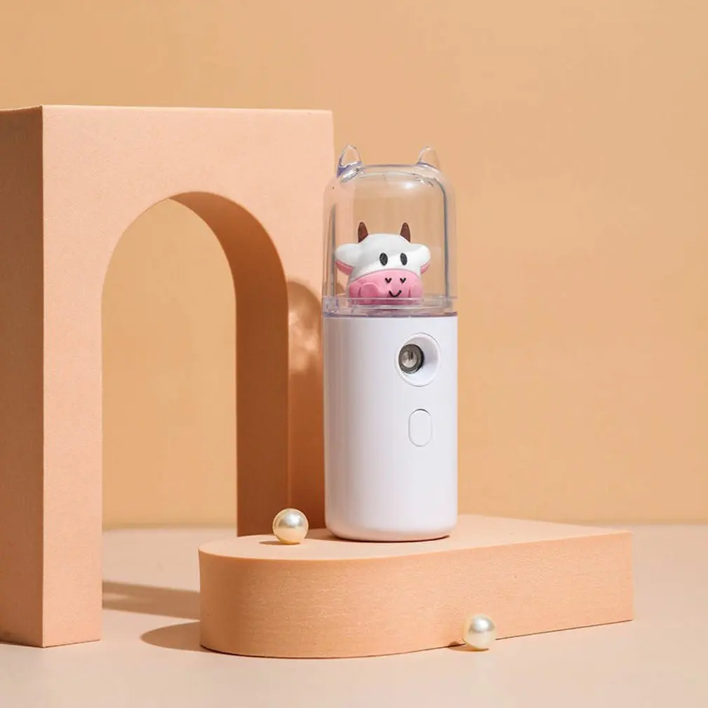 Cute Cow Humidifier Portable Female Makeup Water Replenishment Instrument Handheld USB Women Perfume Alcohol Nano Sprayer 3