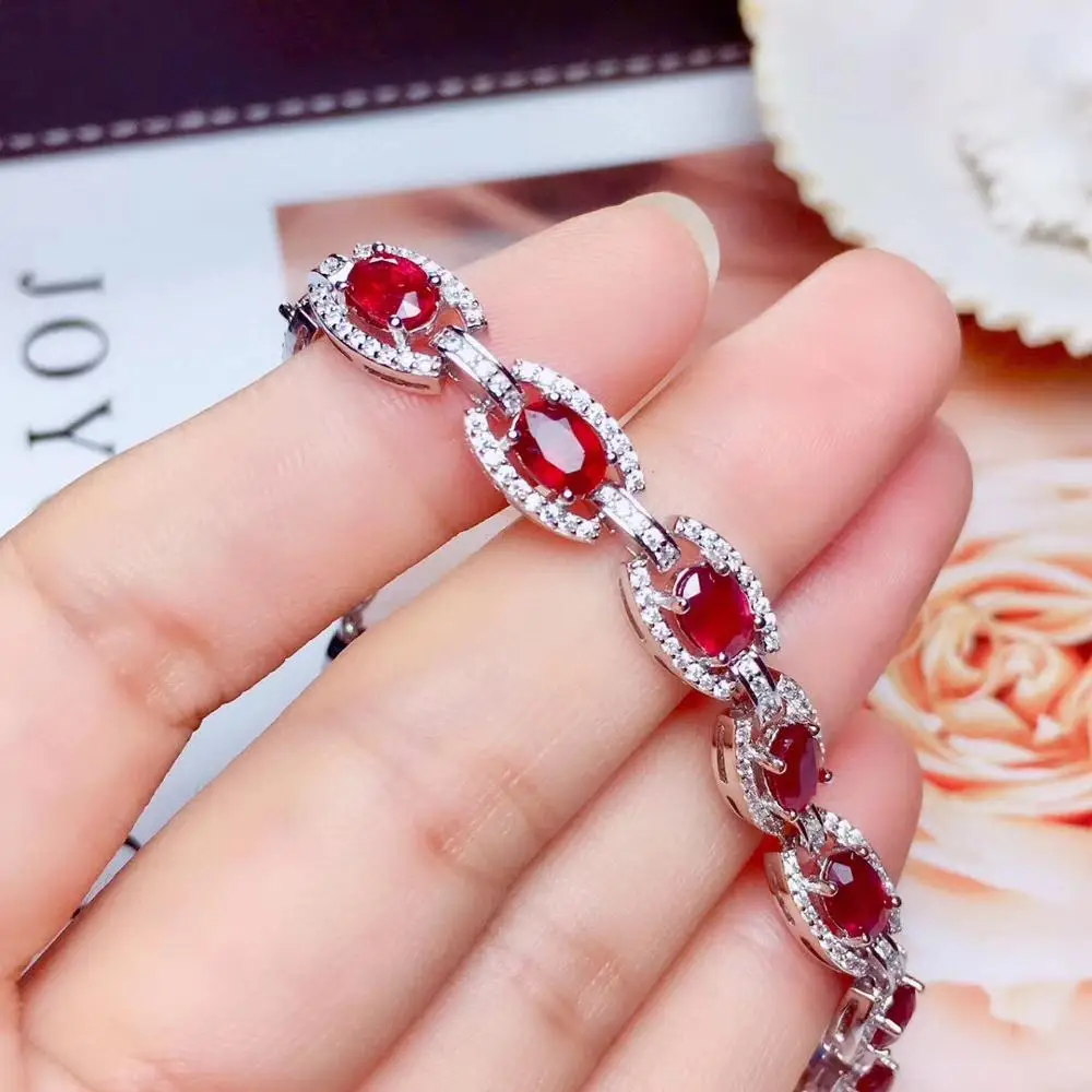 Details about   925 solid sterling silver red ruby gemstone fashionable fine handmade bracelet 