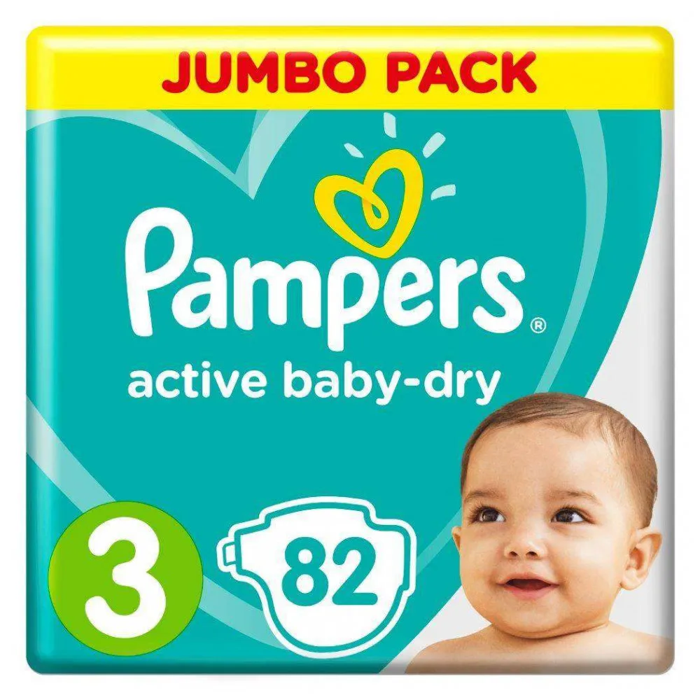 Pampers подгузники Active Baby-Dry размер 3,(5-9 кг), 82 шт
