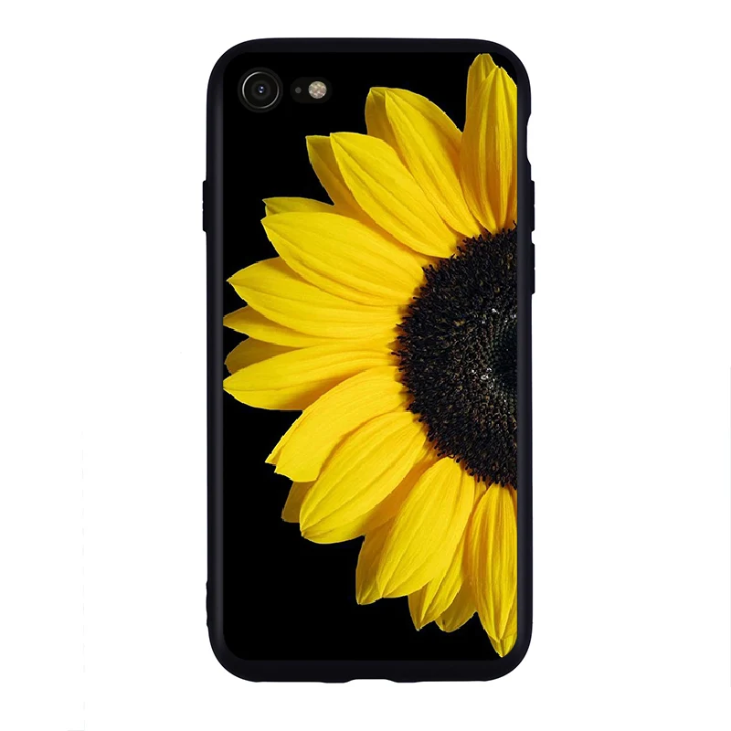 060100 Чехол для iPhone 6 для телефона с подсолнухами 6s 7 8 plus X XR XS XSmax черный матовый мягкий термополиуретан задняя крышка для iPhone 5 5S se - Цвет: 060100
