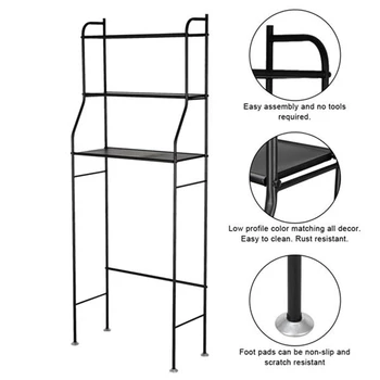 

3-Tier The Toilet Over Bathroom Shelf Organizer Rack Black/White Colors