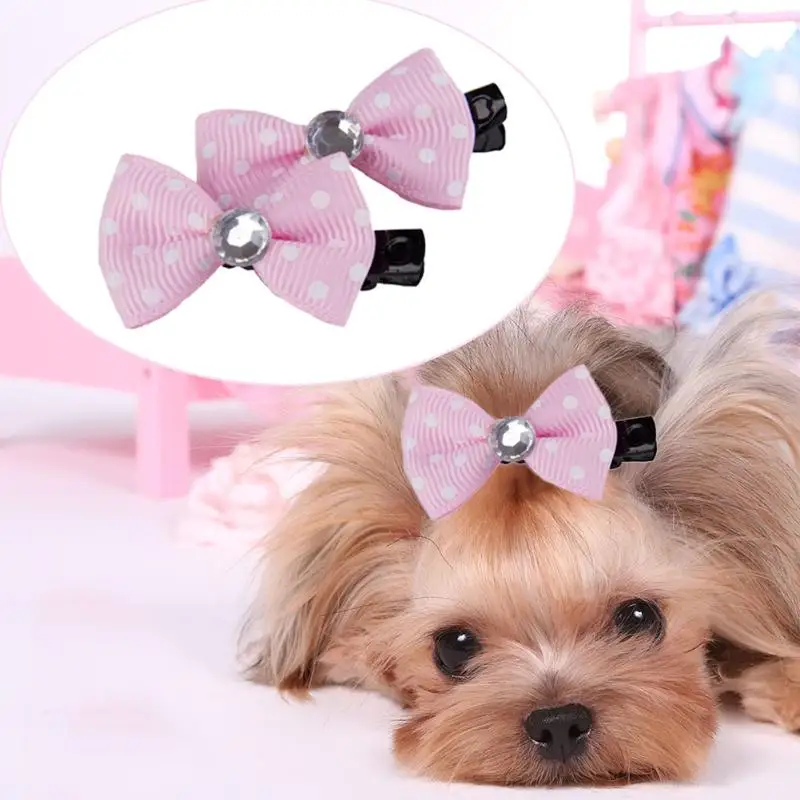 Lote de 10 unidades de lazos de pelo para perros y gatos, horquillas para el pelo de mascota DIY, accesorios para el pelo de perros, productos para el cuidado de mascotas