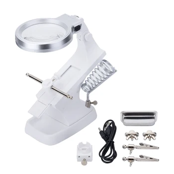 

Soldering Iron Holder LED Light Magnifying Glass Crocodile Cli Flexible Soldering Station Third Hand Welding Repair Tool