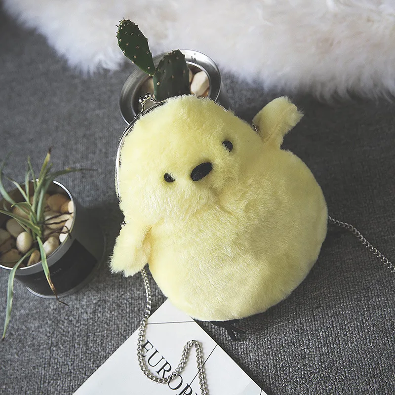

2016 Autumn And Winter New Style WOMEN'S Bag Cartoon Plush Small Yellow Chicken Chain Crossbody Bag