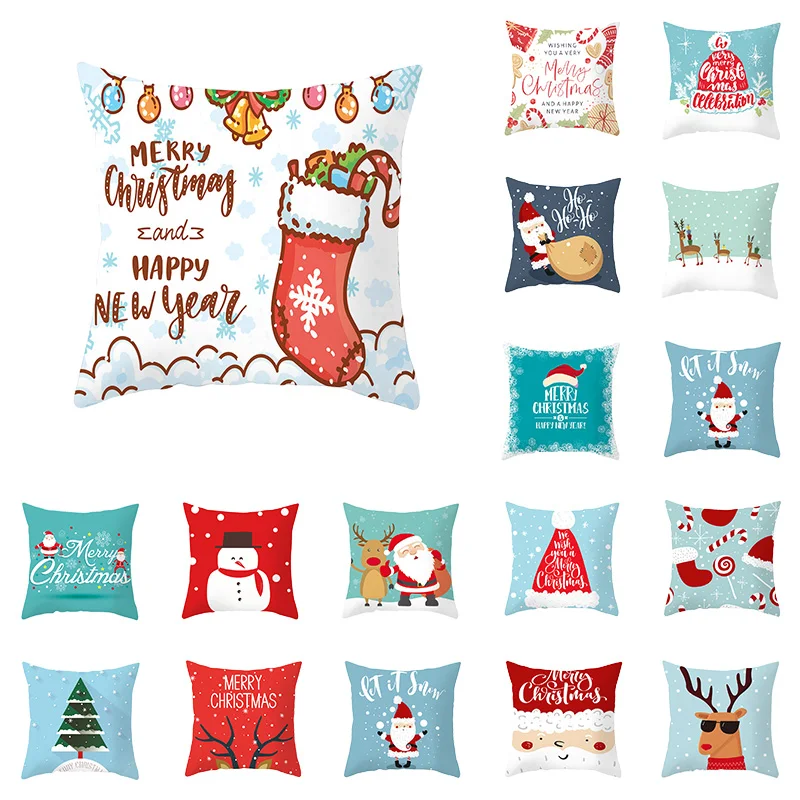 

1Pcs 45*45cm Christmas Tree Deer Gift Pattern Cotton Polyester Throw Pillow Cushion Cover Car Home Sofa Decorative Pillowcase