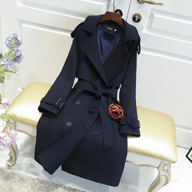 

Windbreaker Female 2019 New Long section Korean Spring Autumn British Double-breasted slim Trench Coats for Women Outerwear X311
