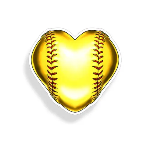 

Heart Softball Sticker Soft Ball Cup Laptop Car Window Bumper helmet Vinyl Decal