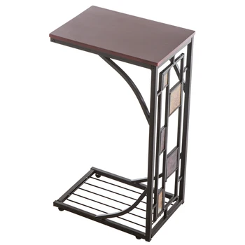 

Iron Side Table Coffee Table Home Living Room Storage Rack Brown