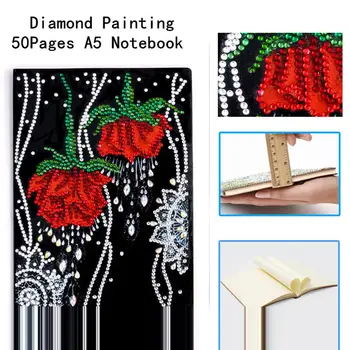 

DIY Rose Special Shaped Diamond Painting Notebook Diary Book Pages A5 Notebook Embroidery Diamond Cross Stitch Note Book Gift