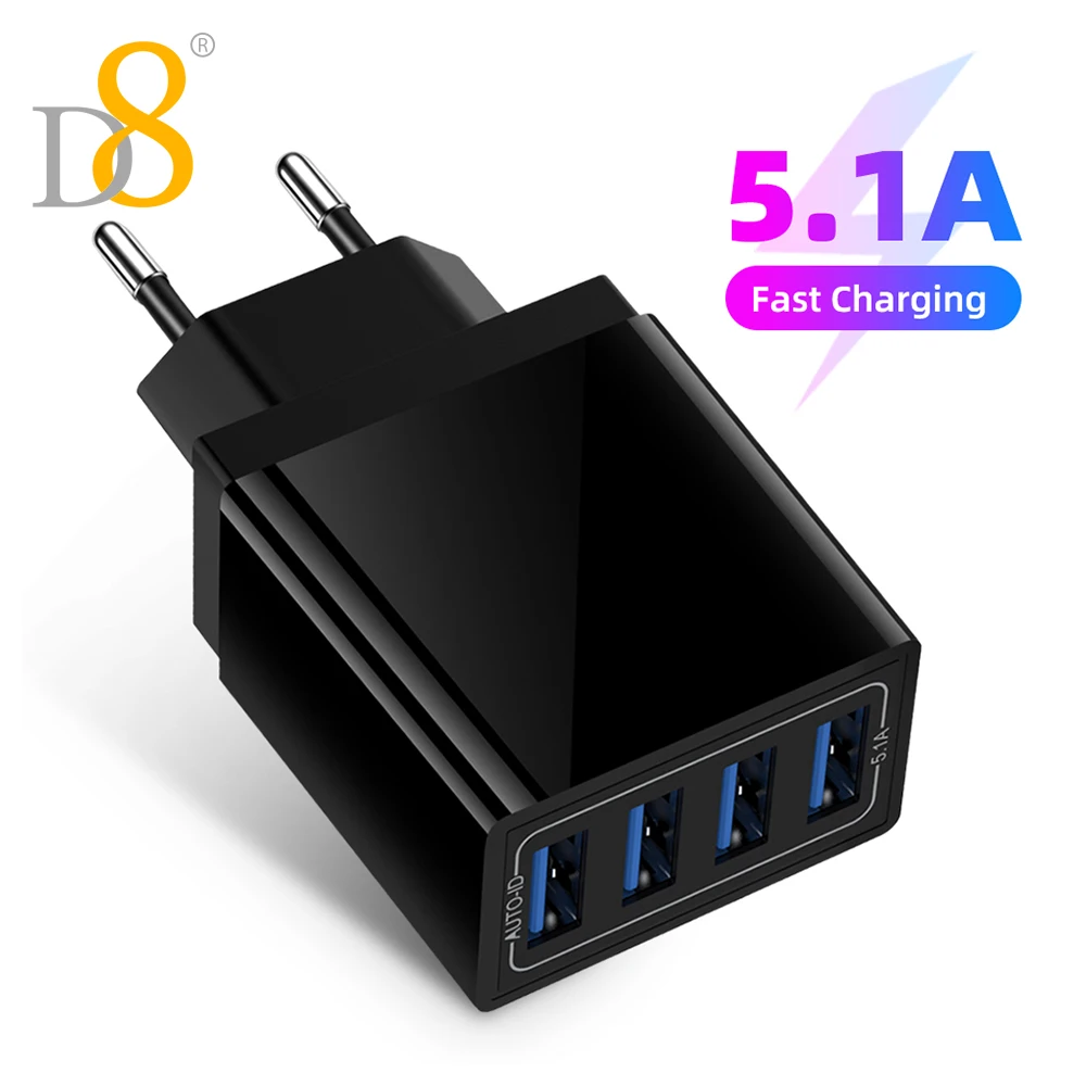 Сетевое зарядное устройство 100 Вт с 4 USB-портами и поддержкой быстрой зарядки |