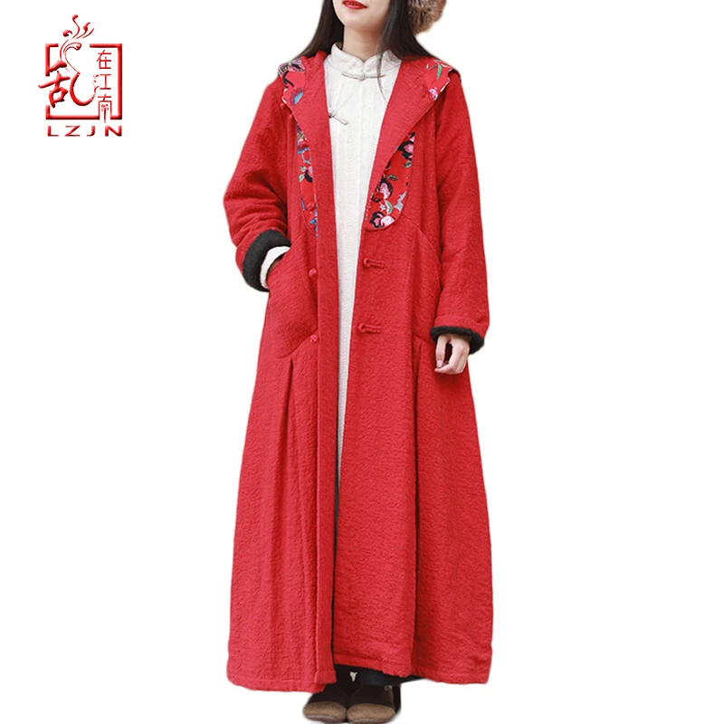 Winter vintage floral print longline coat Clearance