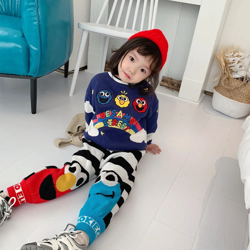 Tonytaobaby/детская одежда; плюшевый свитер с милым рисунком радуги; плюшевый утепленный Хлопковый вязаный свитер с вышивкой