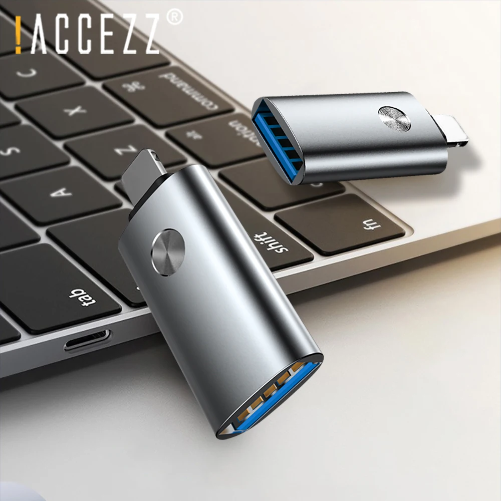 ! Адаптер ACCEZZ USB 3 0 Lighting OTG для iPhone 12 11 Pro MAX 7 8 синхронизация данных мышь клавиатура U