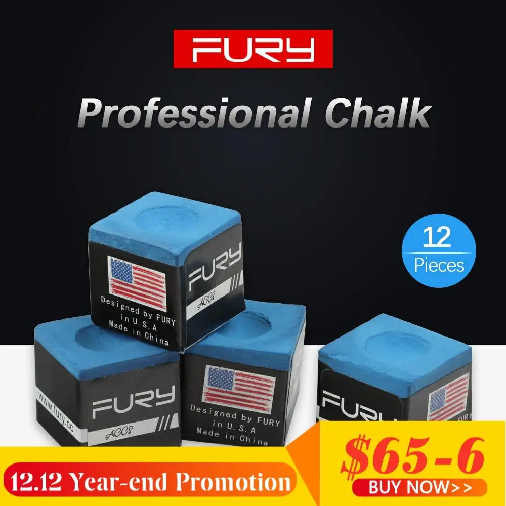

FURY Chalks 12Pcs Pool Cue/Snooker/Billiard Chalk Professional Chalk Blue Label Chalk Strong Friction Smooth Billiard Accessory