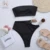 Peachtan Solid bikini 2021 High waist swimwear female Chain swimsuit women Bandeau 2 шт. комплект Спортивный купальник ребристый новый
