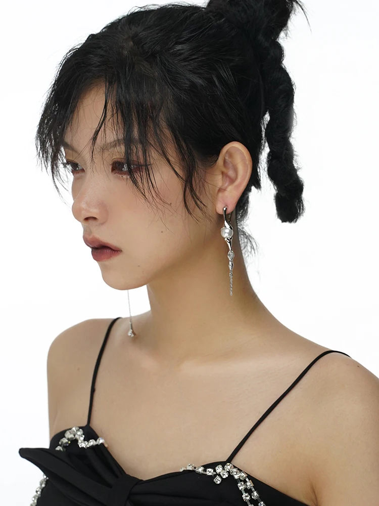 Dangle Earrings Pearl Earrings Drop Earrings Long Earrings Crystal Tassel Earrings Punk Long Tassels Pearl Drop For Women Personality Hyperbole Jewelry Gift