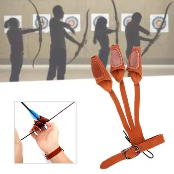 

Bow Glove Soft Artificial Leather 3-Finger Brown Beginner Tools Protection Finger Arrow Accessories Outdoor Sports