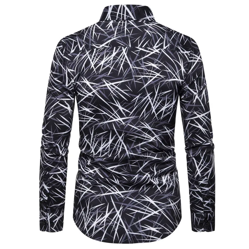 Digital Print Mens Designer Shirts Fashion Bamboo Leaves Print Single Breasted Mens Casual Shirts Males Clothing 3