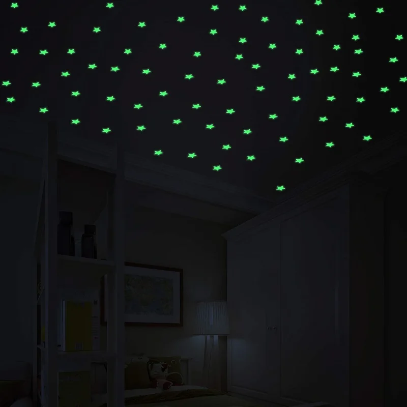 50Pcs Luminous 3D Stars Glow In The Dark Wall Stickers For Kids Baby Rooms Bedroom Ceiling Home Decor Fluorescent Star Stickers