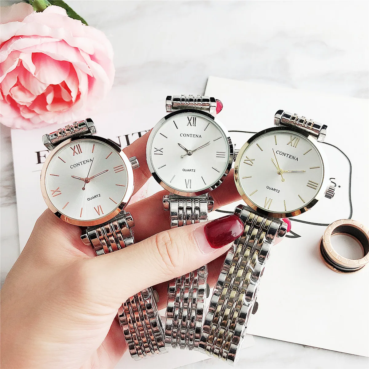 CONTENA новые кварцевые Saati Montre Femme Relojes Mujer Часы супер красивые женские модные Роскошные наручные часы