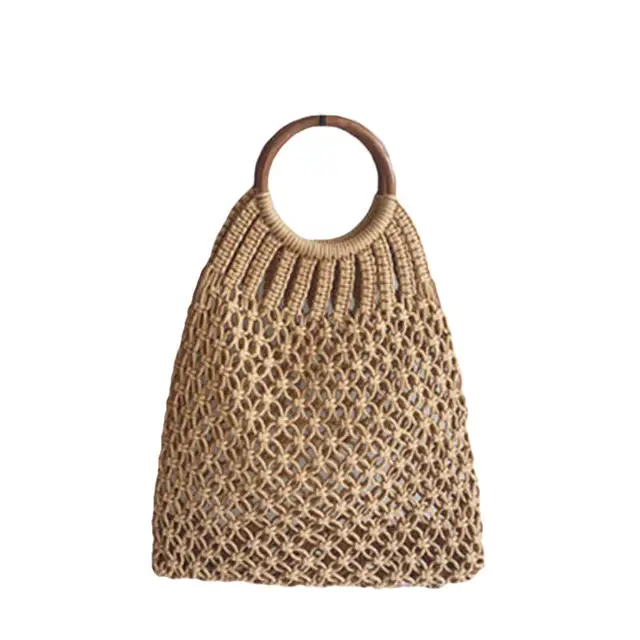 Bolsas de compras ecológicas tejidas a mano para mujer, bolso bohemio,  cesta Bali, paja de ratán Vintage, bolso de hombro de malla para playa,  organizador de monedero|Bolsas para compras| - AliExpress