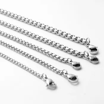 

DIY Stainless Steel Necklace Chains 45 - 80cm Men Women Fashion Jewellery Accessory Square Round Box Link Chain