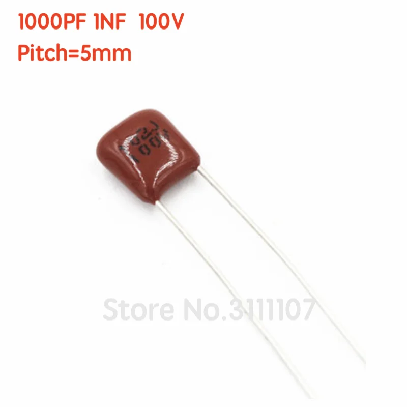10PCS/LOT 1000PF 102 1NF 100V CBB Pitch 5mm Polypropylene Film Capacitor 1nF 100%NEW | Электронные компоненты и