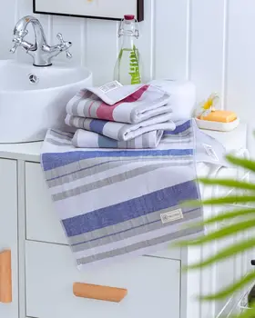 

Water-Absorbing Soft Pure Cotton Towel Northern European-Style Zero Twist Color Stripes Gauze Adult Washcloth Pure Co