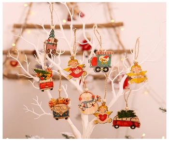

Painted Wooden Angel Pendant/Car Shape Christmas Tree Ornaments/Cartoon Christmas Tree Pendant/Home Decor/DIY House