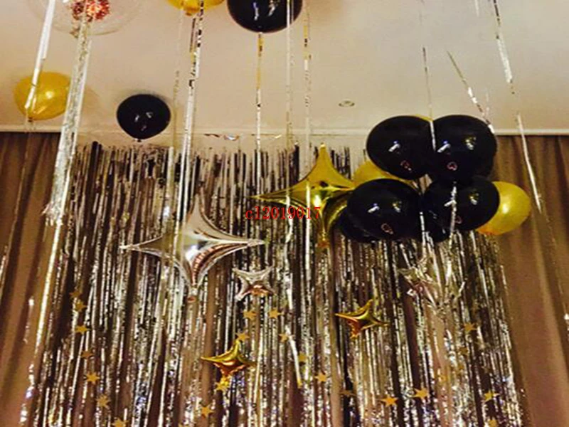 200x100cm shimmering Gold Silver Metallic Tinsel Curtain Foil Room Shiny Pub party Stage wedding decoration backdrop Background