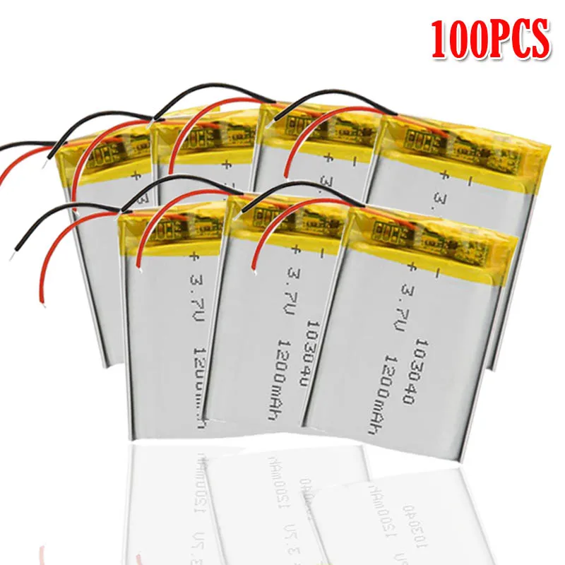2/4 3,7 V 1200 mAh 103040 литиево-полимерный lipo Перезаряжаемые Батарея для MP4 gps Оборудование для psp VR DVR DVD мобильное видео игра внешний аккумулятор для планшета - Цвет: 100pcs