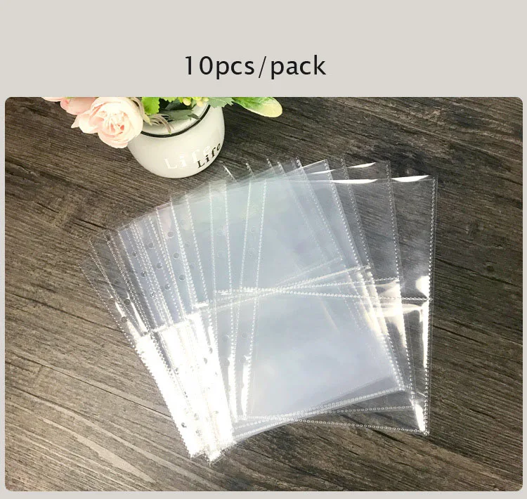 SKYSONIC A5 A6 Zipper Binder Cover-Loose Leaf Organizer Diary-Bullet Transparent PVC Case Photo Organizer Stationery Supplies