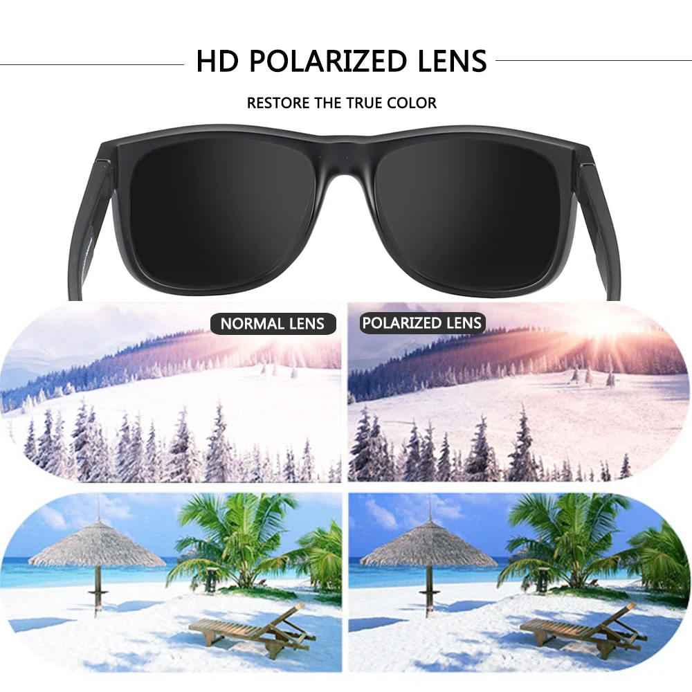 POLARSNOW фирменный дизайн мужские Поляризованные Квадратные Солнцезащитные очки Модные мужские очки УФ-защита