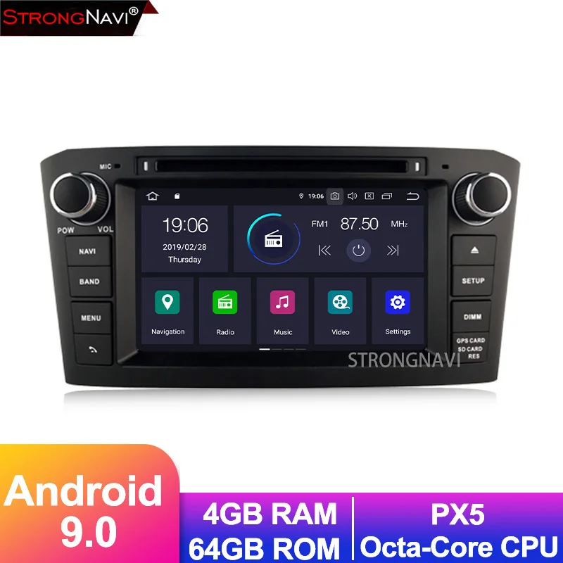 7 дюймов Android 9,0 автомобильный мультимедийный плеер для Toyota Avensis T25 2003-2008 Радио RDS gps навигации Аудио Видео Резервное копирование Камера - Цвет: PX5 model (Black)