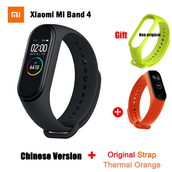 CN add Original Original Xiaomi Mi Band 4 Smart Wristband 3 Color AMOLED Screen Mi Band 4 Global version Heart Rate Fitness Music Bracelet - Цвет: CN add Original