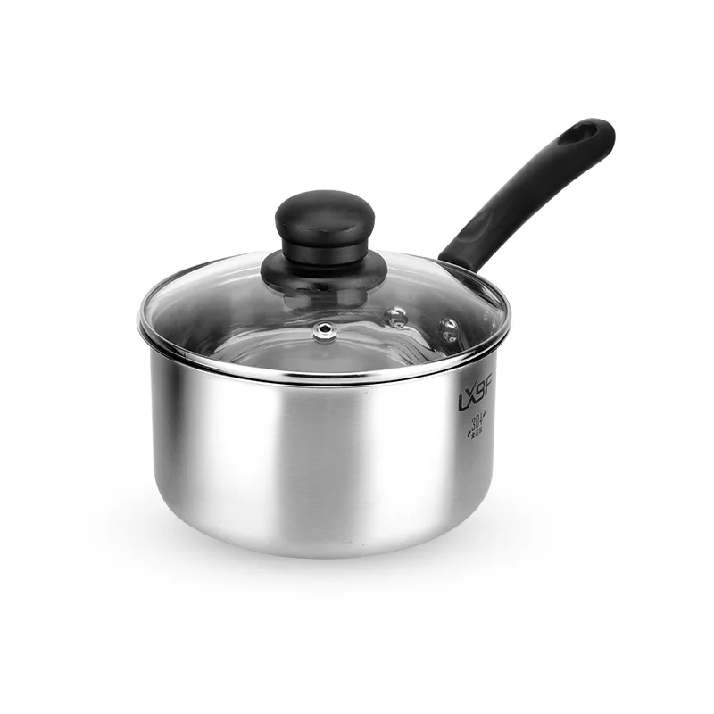 Lxbf 304 Stainless Steel Single Bottom Single Handle tang nai guo Visual Glass Lid Heat Resistant Handle
