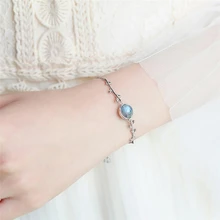 WYEAIIR филиал лунный камень свежий прекрасный сладкий 925 пробы серебряные женские изменяемые браслеты