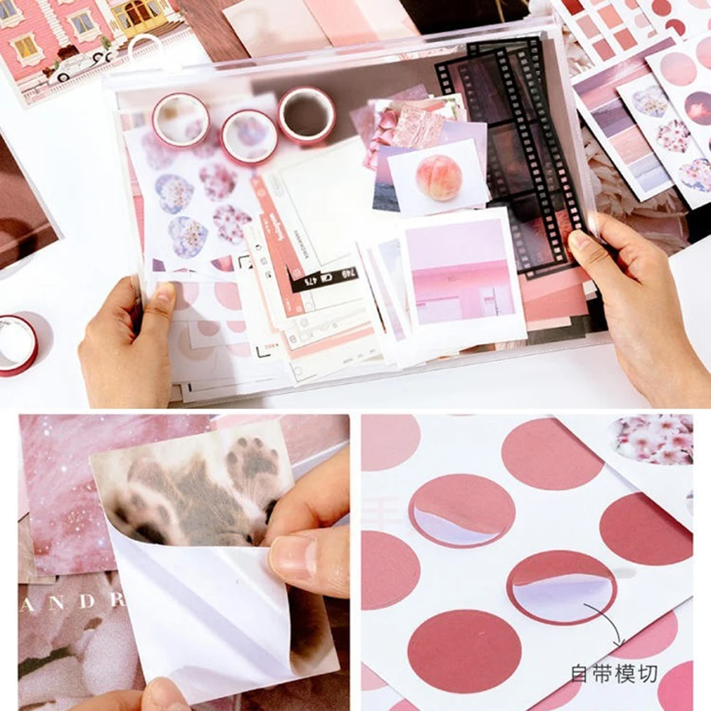 

1Set Literary Album Series Washi Tape Sticker Material Paper Message Card Scrapbook Bullet Journal DIY Decorative Stickers