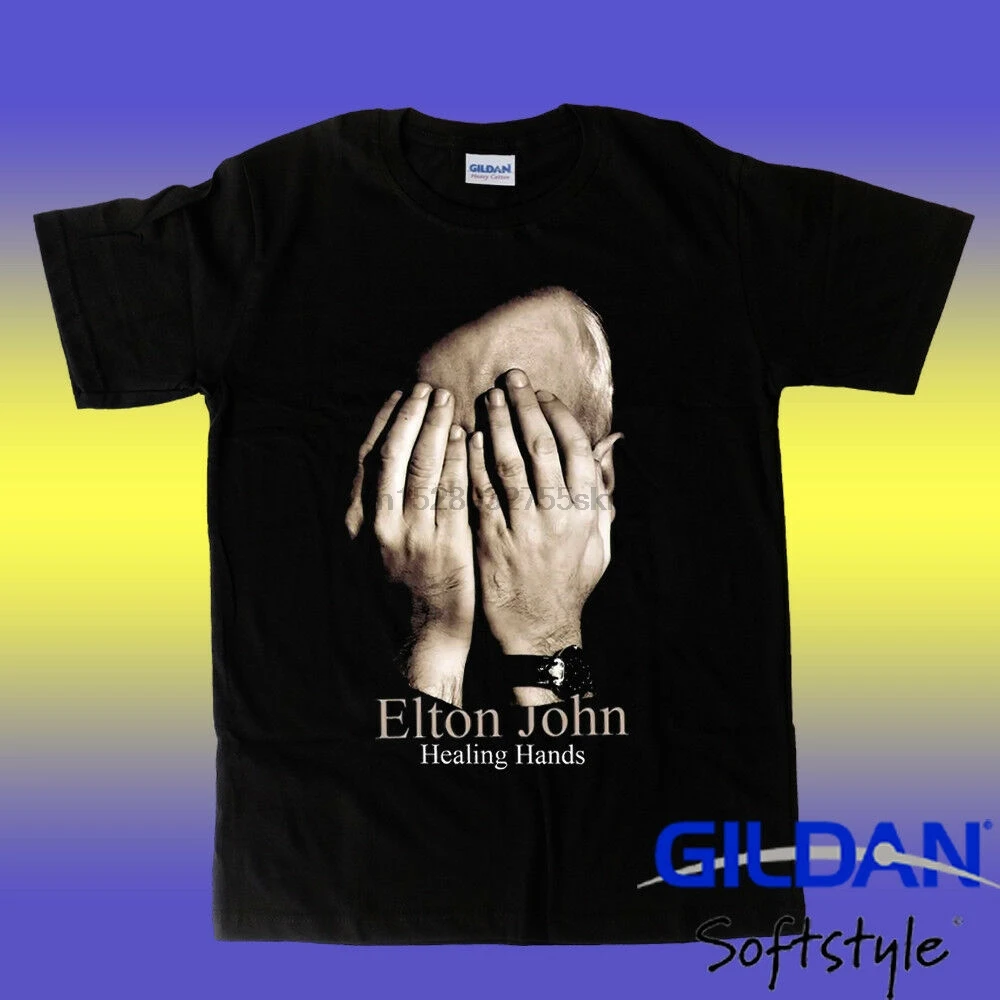 New HEALING HAND Logo Elton john T shirt size M 2XL | Мужская одежда