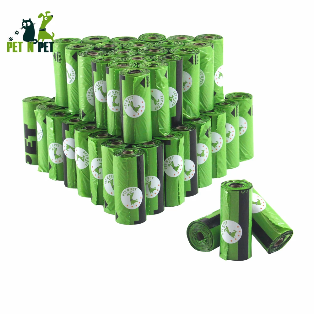 Bolsas para excrementos de perro, 900 Uds., 60 rollos de bolsas de basura verdes con dispensador