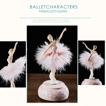 

Ballerina Music Box Dancing Girl Swan Lake Carousel with Feather for Birthday Gift JS22