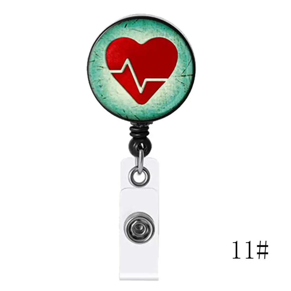 1 Pcs Retractable Nurse Badge Reel Clip Cute Love Heart