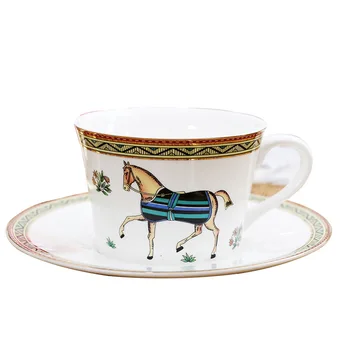 

Reusable Ceramic Tea Cup and Saucer Bone China Coffee Small Cup Luxury with Handle Tasse A Cafe Ceramique Home Decoration OO50BD