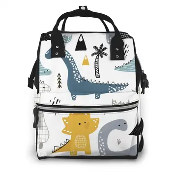 

Mummy Bag Hand Drawn Dinosaurs Nappy Backpack Large Capacity Stroller Bag Mom Baby Multi-function Waterproof Outdoor Diaper Bags