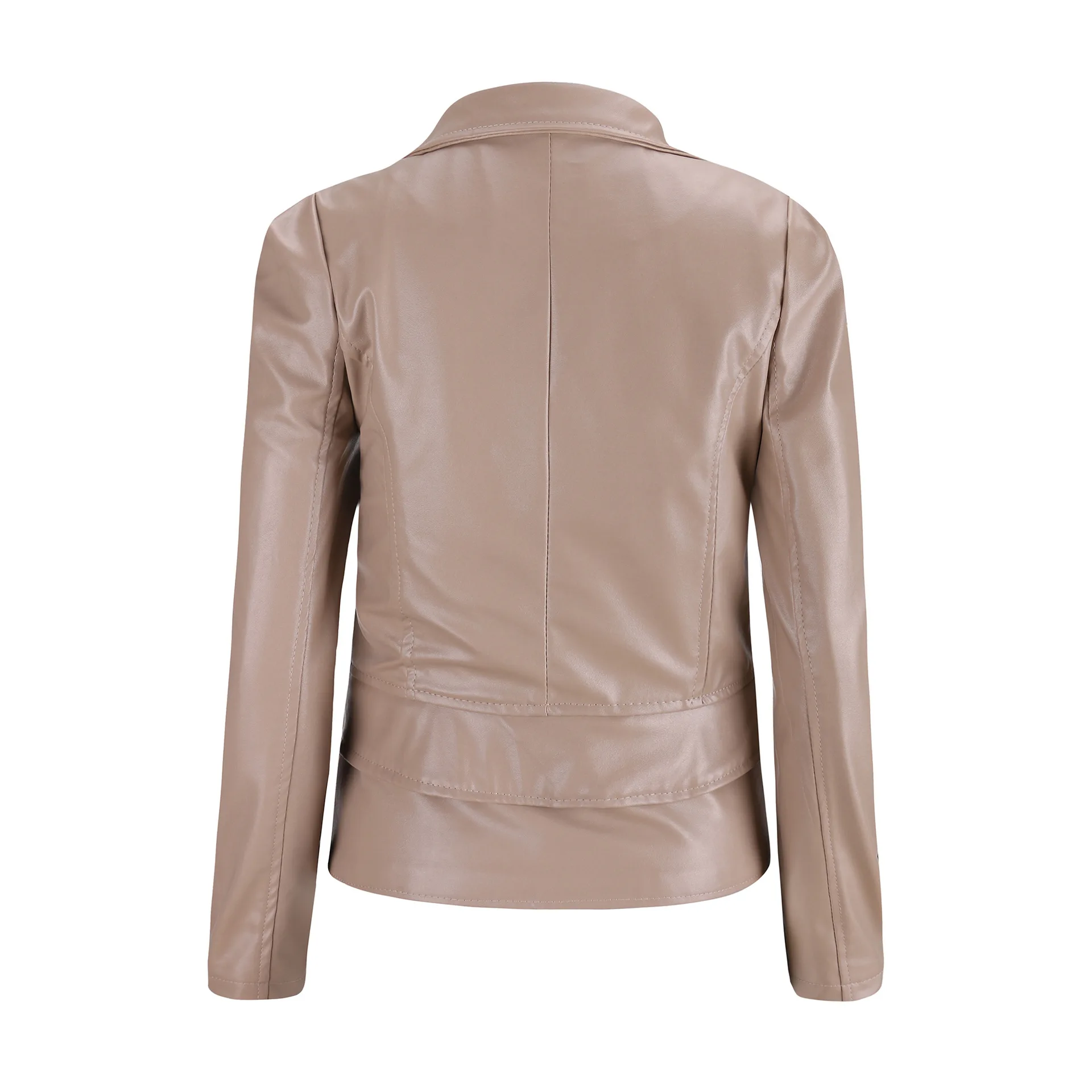 PU Leather Jacket Long Sleeve Rivets Pocket Women Motorcycle Leather Jacket Coat Zipper PU Clothes Tops Plus Size S-4XL