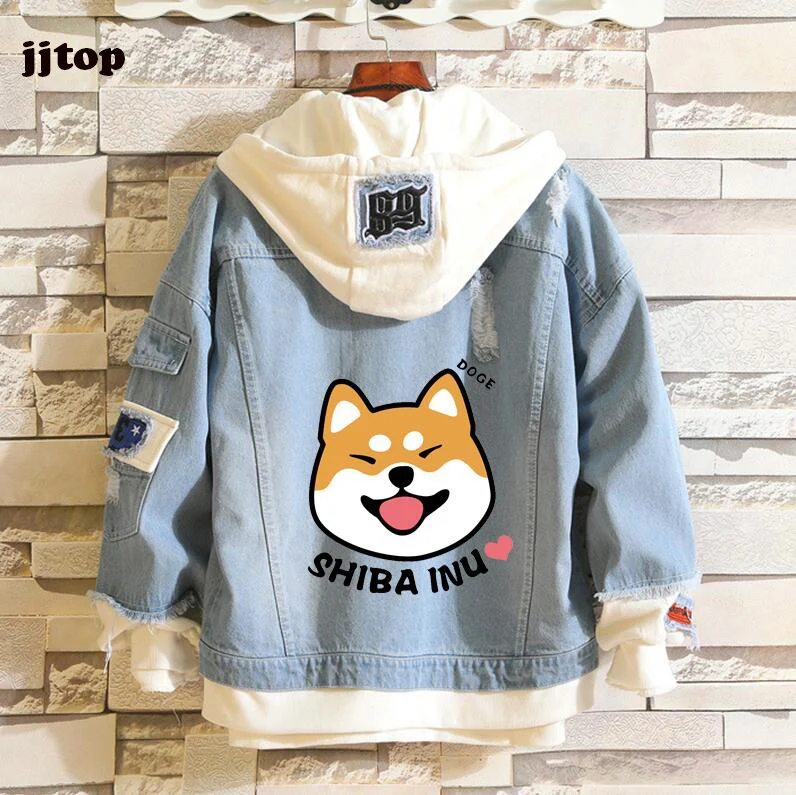 Shiba Inu Kawaii/милое бархатное плюшевое пальто с капюшоном и длинными рукавами; сезон весна-осень; теплый джинсовый спортивный свитер в стиле аниме