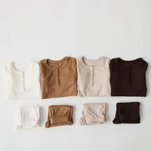 Conjuntos de Pijamas para bebé, ropa de dormir para niño y niña, Pijamas de manga larga, Tops + Pantalones, 2 piezas