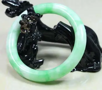 

BEAUTIFUL CARVING GREEN WHITE JADEITE BRACELET BANGLE JADE GEMSTONE