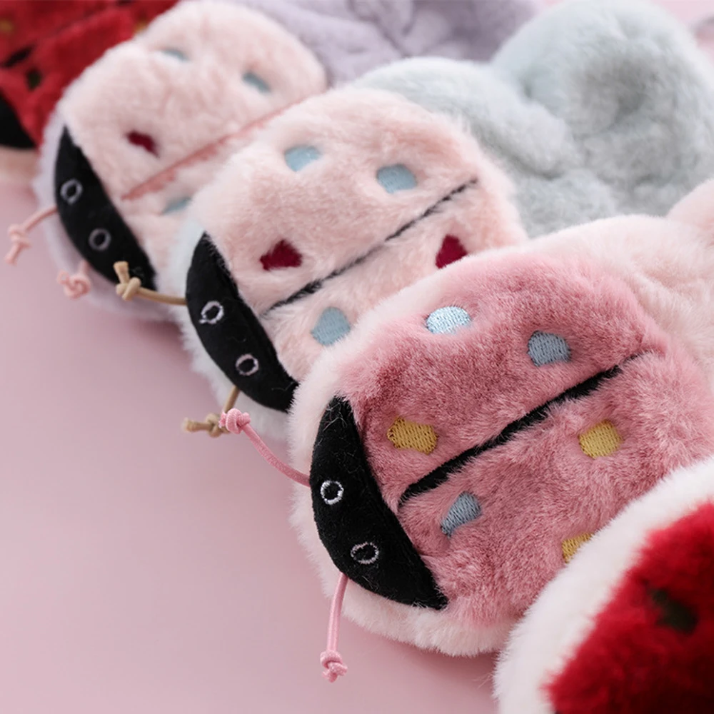 Новые милые 3D перчатки с божьей коровкой Детские Зимние теплые вязаные рукавицы